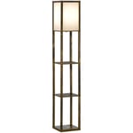 Homcom - Lampadaire étagère lampe étagère 26L x 26l x 160H cm 3 étagères 4 niveaux mdf aspect bois vieilli