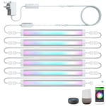 LED Smart Under Cabinet Ligts RGB Multi Color Compatible with Alexa, Google Home Voice Controlled for Under Counter Strip, Show Case, Under Bed, TV Back, Bookshelf 6 Lights Bar Kit