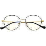 Joopin Lunettes Anti Lumière Bleue Homme Ronde et Lunette d'Ordinateur Anti Fatigue, Lunette Anti Reflet Anti UV en Métal Fine Vintage Noir et Or