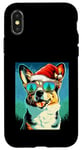 Coque pour iPhone X/XS Corgi Lunettes de soleil de Noël pour chien Chapeau de Père Noël Arbre de Noël