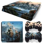 Kit De Autocollants Skin Decal Pour Console De Jeu Ps4 Slim Contr?Leur Dieu De La Guerre, T1tn-Ps4slim-5652