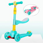 Folding Scooter for Kids Children Toddler Aged 3-12 Years Height Adjustable Handlebar Flashing Wheels Stunt Girls Boys Kick Pedal Skate,B