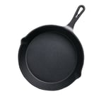 SOGA 26cm Round Cast Iron Frying Pan Skillet Steak Sizzle Platter with Handle - Frying Pans - ZPai007