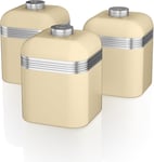 🎁 Swan Retro Canisters Set Tea Coffee Sugar SWKA1020CN (Cream)