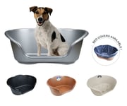 Plastic Dog Bed Basket Heavy Duty Waterproof Pet Cat Plush Cover Large 4 Colours