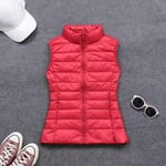 WEIYYY Printemps Automne Femmes 90%   vers Le Bas Gilet Gilet Doux Chaud Mince Ultra léger Gilet Veste Femme Gilet Portable Manteau, Rouge, L