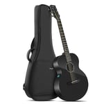 Enya X3 PRO Mini Guitare - 3/4 Guitares Électro-acoustiques en Fibre de Carbone Noire pour Enfants Adultes Débutants Jouant et Chantant Cadeau de Festival Electric Acoustic Guitar de Voyage