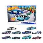 Hot Wheels Coffret de 10 voitures de course dont une Corvette, une Lamborghini, une McLaren et des voitures originales Hot Wheels à l’échelle 1/64, HYM96