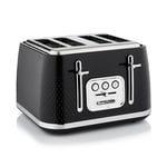 Swan ST19025BLK Elegance 4 Slice Toaster with 7 Browning Levels, Defrost and Reheat functions, Anti-Jam and Cord Storage, 2100W, Black