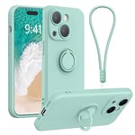 Galful Coque iPhone 14 avec Anneau Support à 360°,Antichoc TPU Bracelet Housse pour iPhone 14 Etui de Silicone Antichoc Bague Coque Support Magnétique Béquille Fonction Etui,Cyan Clair