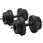 SONGMICS Lot de 2 Haltères Musculation, 2 x 10 kg, Poids Réglable, pour Hommes et Femmes, Musculation, Prise de Masse, Fitness, Noir SYL20HV1