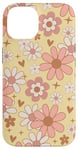 Coque pour iPhone 14 Yellow and Pink Floral Pattern Cute Retro Flowers