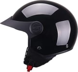 Sparco Riders SP602 Casque Moto Demi-Jet, Casque Scooter Homologué ECE 22.06, Casque Demi-Jet Vintage avec Visière Solaire et Déclencheur Micrométrique, MÉTALLIQUE Noir, XS