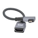 RIIEYOCA Câble Adaptateur Micro HDMI vers HDMI 4K, Angle Gauche Micro HDMI Mâle vers HDMI Femelle Aluminium Court Cordon Tressé en Nylon Support 4K UHD, pour Projecteur, TV, Moniteur (20cm)