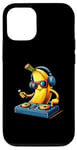 Coque pour iPhone 12/12 Pro Banane DJ Musique Mixer Casque Lunettes