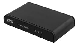 DELTACO PRIME HDMI splitter, 1in, 2 ut, HDMI 2.0, 4K, UHD, svart