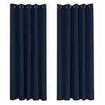 Deconovo Rideau Occultant Thermiques Anti Froid, Double Rideau Isolant Anti-Bruit, Économie d'Énergie, Idéal pour Chambre et Salon, 168x183 CM (Largeur x Hauteur), Bleu Marine, 2 Pièces