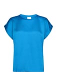 Viellette S/S Satin Top - Noos Tops T-shirts & Tops Short-sleeved Blue Vila