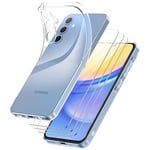 YNMEacc Coque pour Samsung Galaxy A15 4G/5G, avec 3 Verre trempé Protection Écran, Anti-Rayures Samsung A15 Coque, Mince Souple TPU Silicone Étui Housse Samsung Galaxy A15 - Transparente