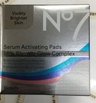 #No7 Serum Activating Pads BRIGHTER SKIN 10% Glycolic Glow Complex 60 Pads, New