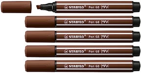 Feutre dessin STABILO Pen 68 MAX ARTY - Lot x 5 Feutres Coloriage Pointe Large - marron