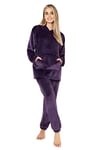 CityComfort Pyjama Femme Hiver Polaire, Ensemble Pyjama Chaud à Capuche pour Femme Ado, Idée Cadeau pour Elle (Violete, L)