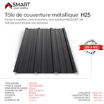 Tôle bac acier - Toiture - Couverture - plaque H25 Coloris Noir Brillant RAL 9005 Dimensions 2000x895x0.40 mm