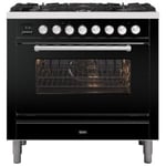 Ilve P096WE3BK 90cm Roma Dual Fuel Single Oven Range Cooker In Gloss Black