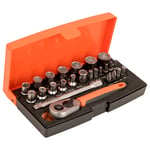 Bahco Socket Set 1/4 Drive Metric Hex Sockets SL25 25 Piece