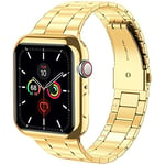 KOMI Metal Strap Compatible with Apple Watch Series 9 Band 41mm 45mm, Stainless Steel Replacement Band for iWatch Series 8 7 6 5 4 3 2 1 SE/SE 2/Ultra/Ultra 2 Straps (Gold, 45/44/42mm)