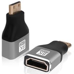 AXFEE 2.1 Adaptateur Mini HDMI 8K, 2 Paquet Adaptateur Mini HDMI mâle vers HDMI Femelle, Compatible avec Ordinateurs Portables, tablettes, caméscopes, moniteurs et téléviseurs 8K@60Hz, 4K@120Hz