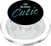 King Cutie Cyan Turquoise Funny Kids Boys Humor PopSockets PopGrip pour MagSafe