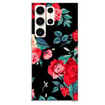 Coque pour Galaxy S22 ULTRA Fleur rouge rose vintage