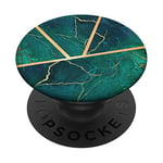 PopSockets Effet-Marbre-Vert - Dessin-Géométrique-Vert-Or PopSockets PopGrip - Support et Grip pour Smartphone/Tablette avec un Top Interchangeable