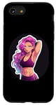 Coque pour iPhone SE (2020) / 7 / 8 Rose Hair Anime & Manga Style Gym Girl In Stretching Pose