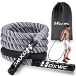 HOXWC Corde à sauter lestée de 0,9 kg pour fitness, corde à sauter lestée pour homme et femme, corde de combat pour entraînement de fitness, entraînement à domicile, renforcement des jambes, des bras