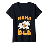 Womens Mama Bee Beekeeper Flower Honey Love V-Neck T-Shirt