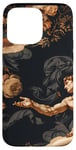 Coque pour iPhone 15 Pro Max Noir Art Déco Floral Michel-Ange Création Of Adam Sixtine