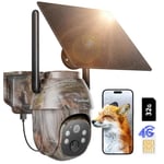 usogood 4G LTE Camera de Chasse Solaire,360°2K Camera Vision Nocturne Animaux, Forfait Trafic Illimité Carte SIM 32GB Carte Mémoire IP66 Waterproof