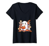 Womens Cute Ghost Reading Club Book Lovers Halloween Men Women Kids V-Neck T-Shirt