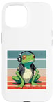 Coque pour iPhone 15 Frog Headphones Music Chill Cool Veste décontractée