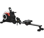 SPORTNOW Foldable Water Rowing Machine with Wheels and LCD Monitor, Black