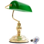 Etc-shop - Lampe de table nostalgique led rgb Lampe de banquier en laiton variateur avec télécommande changeur de couleurs