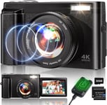 4K Digital Camera 48MP Autofocus Vlogging Video Camera +32G SD, 16X Zoom, Flash