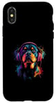 iPhone X/XS Artistic Colorful Rottweiler Music Headphones Dog Case