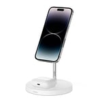 Belkin 2-in-1 Wireless Charger with MagSafe, (15W Fast Charging iPhone Charger Stand for iPhone 14, 13, 12 Series, Airpods and Other MagSafe Enabled Devices with Included Power Adapter) - White