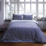 LERUUM Navy Blue Duvet Set King Size Cotton Bedding Striped Geometric Pattern Quilt Cover Bed Set with Pillow Cases (Navy Kingsize Bedding)