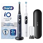 Oral-B iO7 2x Electric Toothbrushes For Adults, App Connected Handles, 2 Ultimate Clean Toothbrush Heads & 1 Travel Case, 5 Modes, Black/White