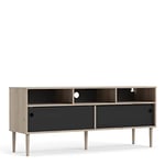 Furniture To Go | Rome TV-unit 2 Sliding Doors in Jackson Hickory Oak with Matt Black