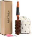 BESTOOL Round Brush for Blow Drying, Boar Bristle Round Hair Brush with Wooden Barrel, Large Round Styling Brush for Women & Men, Straightening, Curling, Adding Shine or Volume (2 inch)